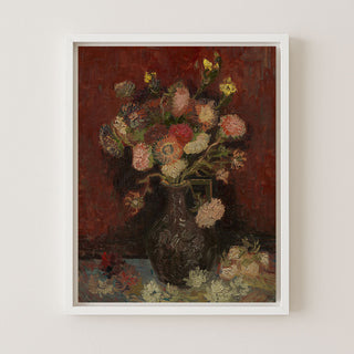 VASE WITH CHINESE ASTERS AND GLAIEULS - Museum Quality Art
