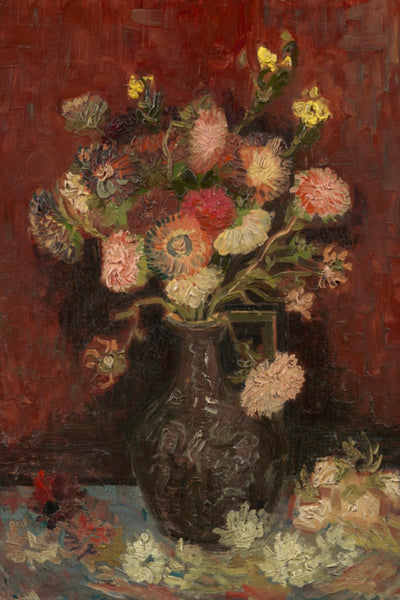 VASE WITH CHINESE ASTERS AND GLAIEULS - Museum Quality Art