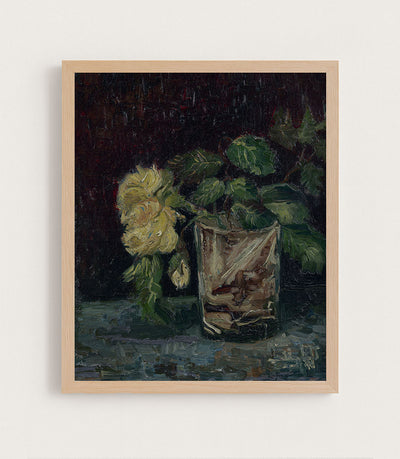 Glass with Yellow Roses