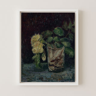 Glass With Yellow Roses