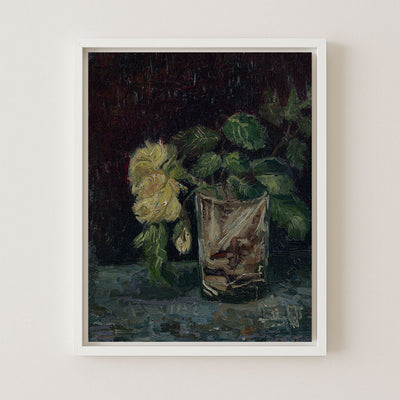 Glass With Yellow Roses