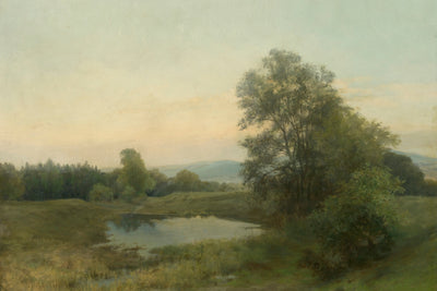 VINTAGE POND LANDSCAPE - Museum Quality Art