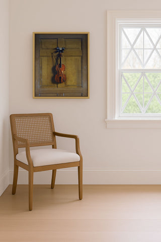 Violin and Bow Hanging on a Door