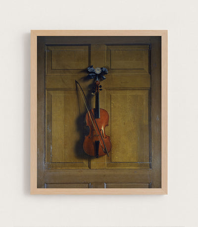 Violin and Bow Hanging on a Door