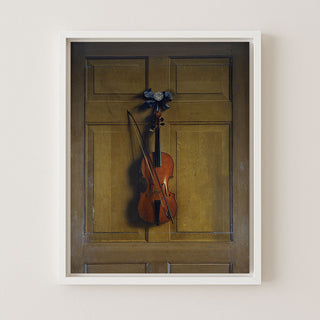 Violin and Bow Hanging on a Door