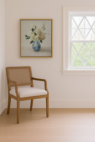 White Floral in a Blue and White Vase