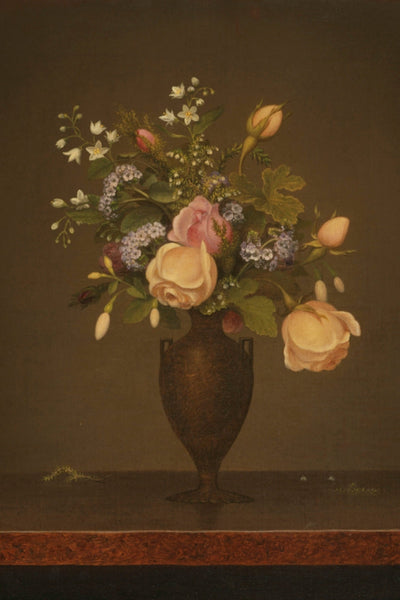 WILDFLOWERS IN A BROWN VASE