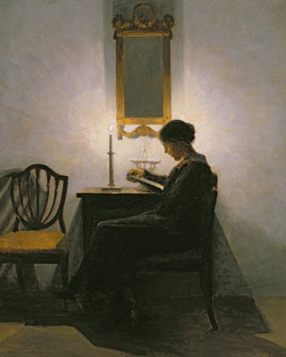 WOMAN READING BY CANDLELIGHT art print - Museum Quality Art