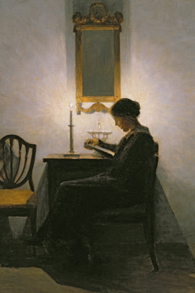 WOMAN READING BY CANDLELIGHT art print - Museum Quality Art