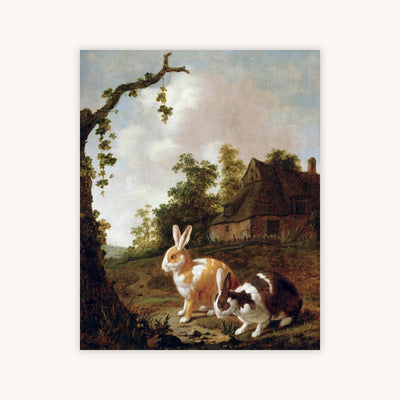 WOODED LANDSCAPE WITH TWO HARES — Primary Image