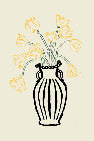 Yellow Parrot Tulips in a Vase