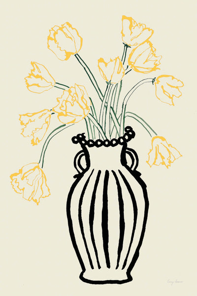 Yellow Parrot Tulips in a Vase