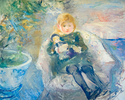 YOUNG GIRL WITH DOLL - Museum Quality Art