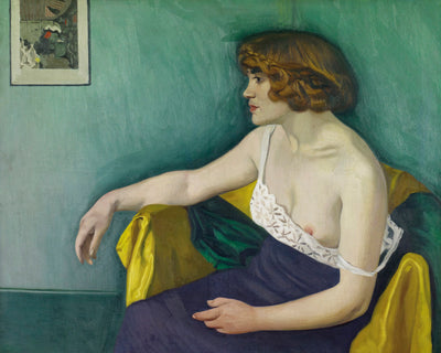 YOUNG WOMAN SEATED IN PROFILE - Museum Quality Art