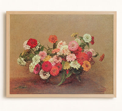 Zinnias in a Glass Bowl