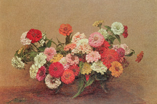 ZINNIAS IN A GLASS BOWL