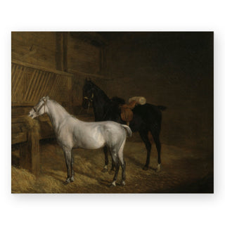a-grey-pony-and-a-black-charger-in-a-stable-art-print_Featured