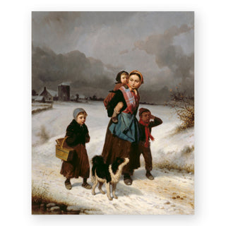 mother-and-children-in-the-snow-art-print_Featured