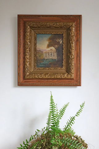 Trevi Fountain - Oil on Canvas, Framed in Antique Frame, Total Size 18x20"
