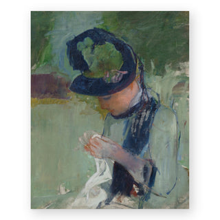 woman-wearing-a-black-and-green-hat-sewing-art-print_Featured