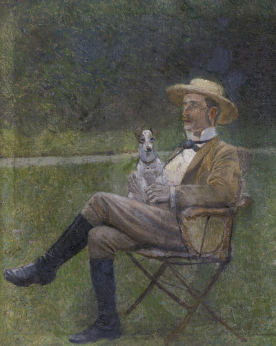 SEATED MAN WITH A DOG