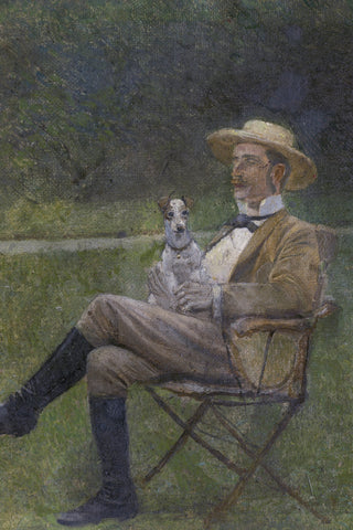 SEATED MAN WITH A DOG