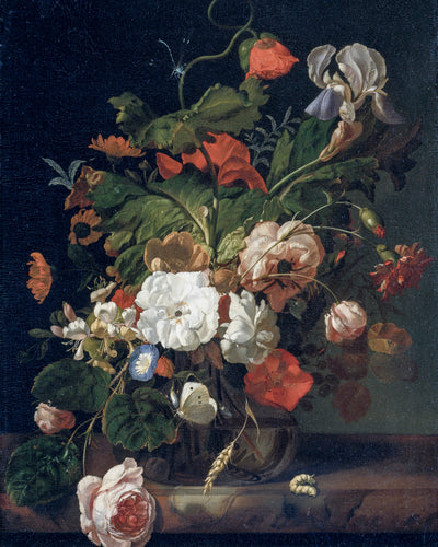 STILL LIFE WITH FLOWERS IN A GLASS VASE